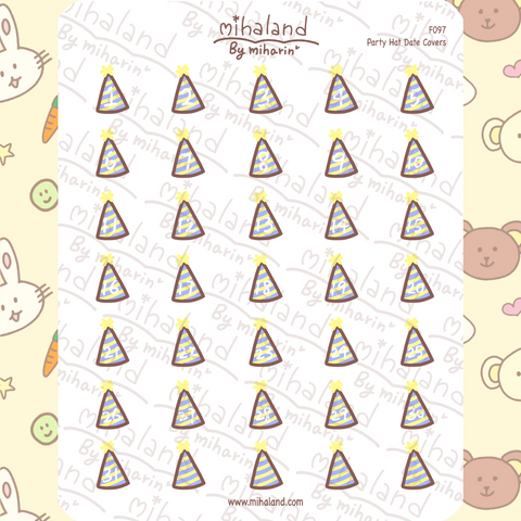 Party Hat Date Covers Planner Stickers (F097)