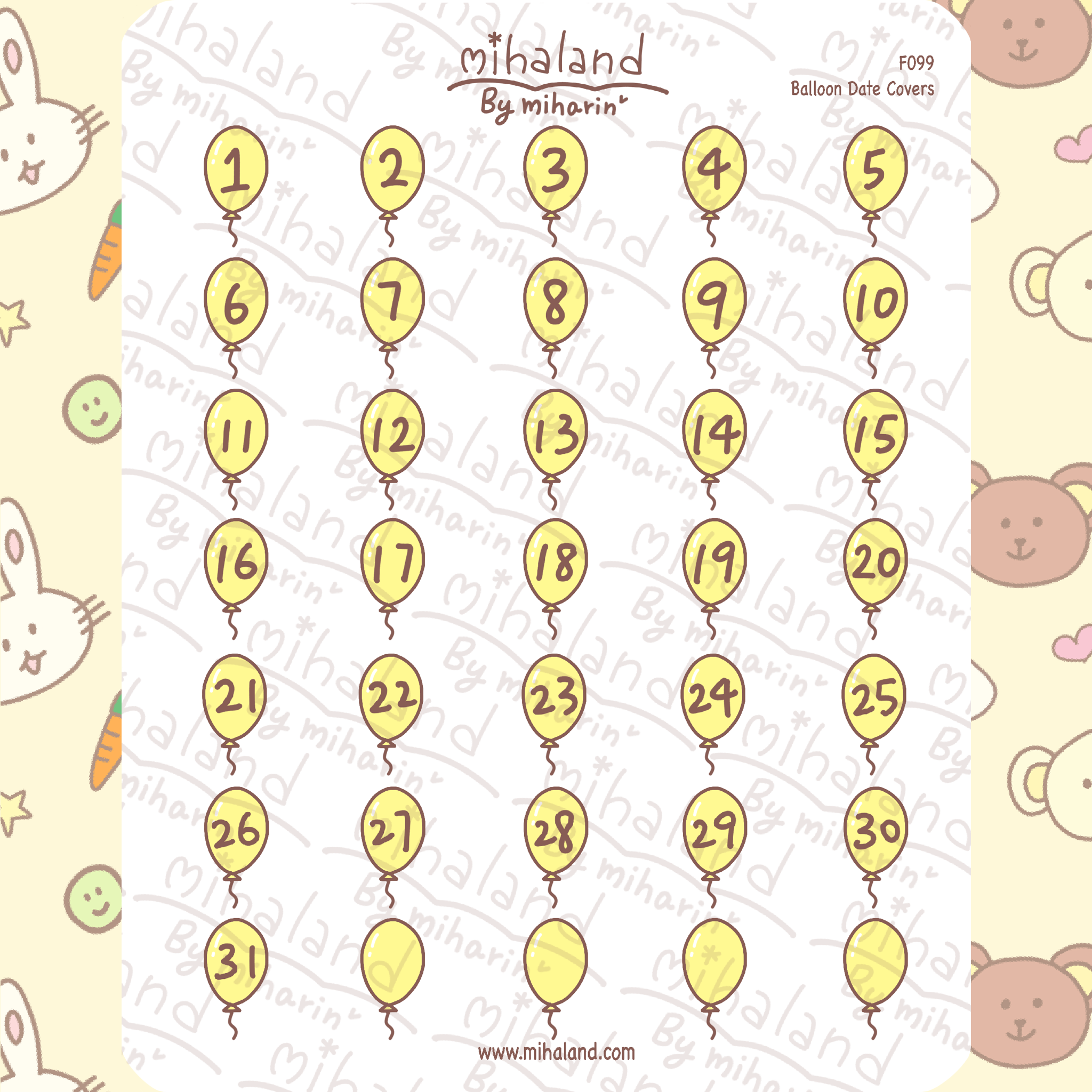 Balloon Date Covers Planner Stickers (F099)
