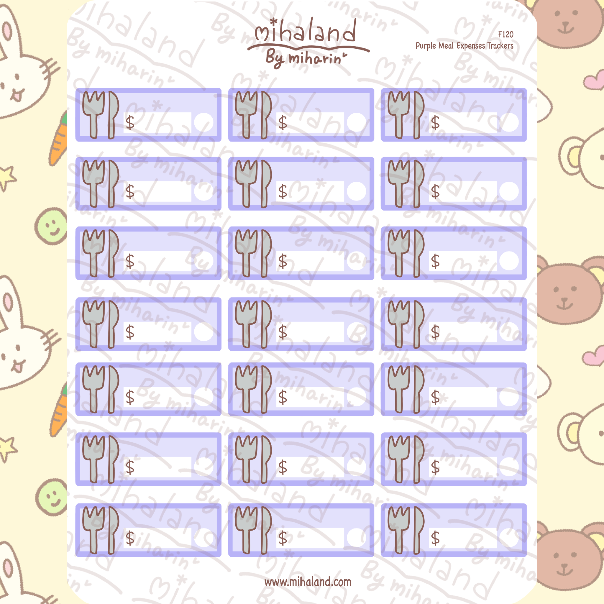 Purple Meal Expenses Trackers Planner Stickers (F120)