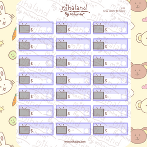 Purple Cable TV Bill Trackers Planner Stickers (F125)