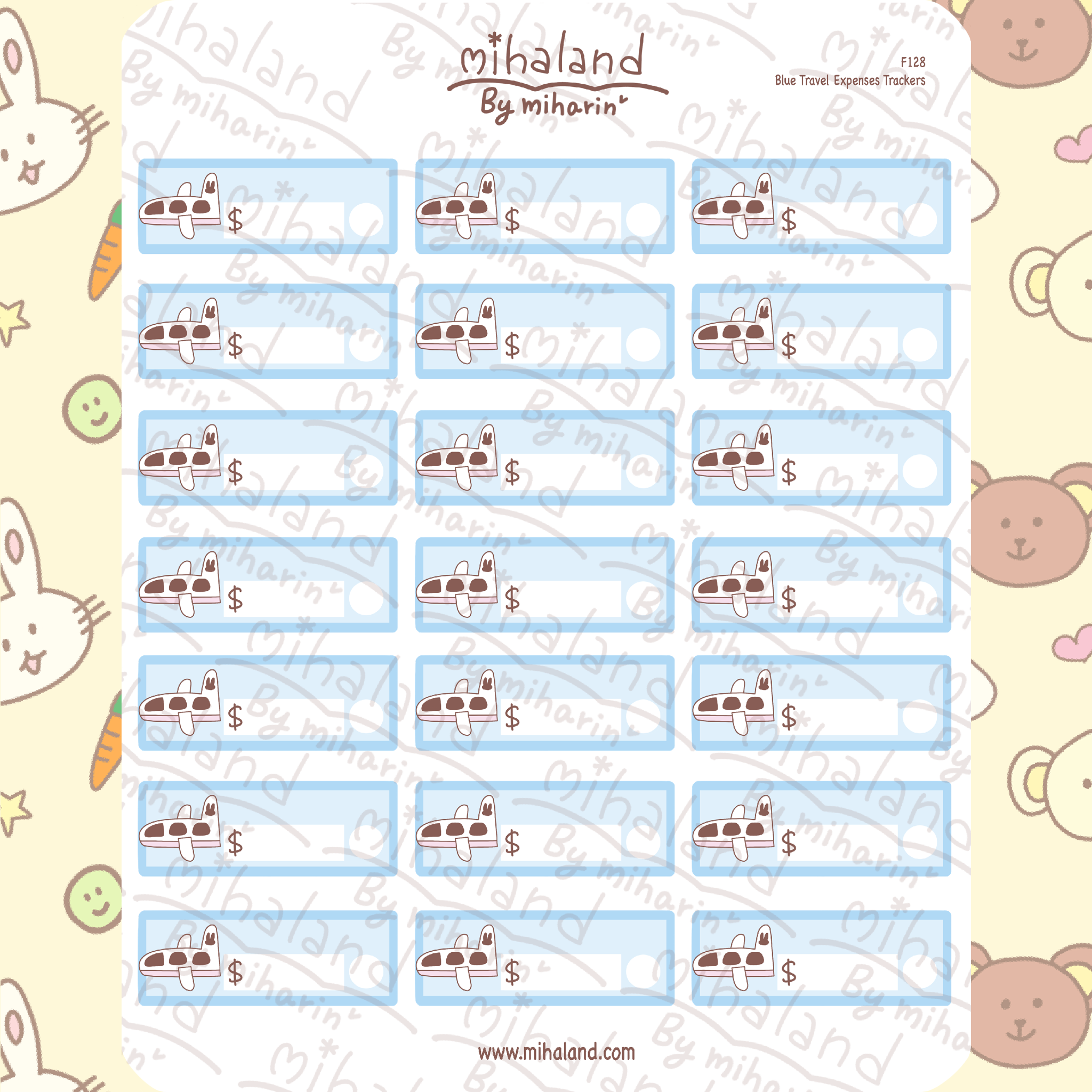 Blue Travel Expenses Trackers Planner Stickers (F128)