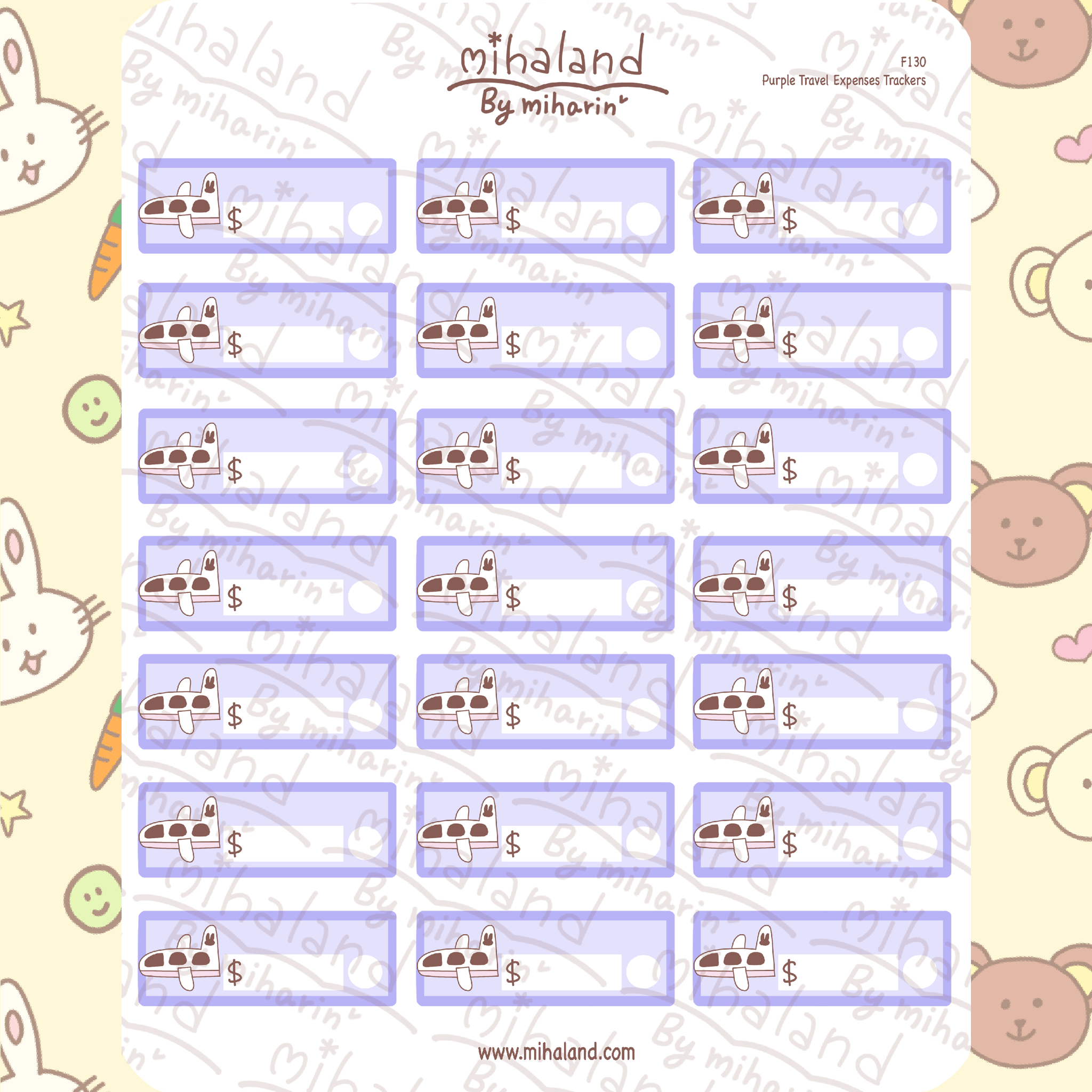 Purple Travel Expenses Trackers Planner Stickers (F130)