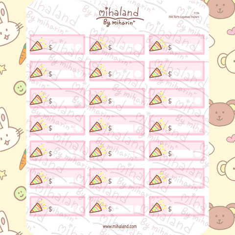 Pink Party Expenses Trackers Planner Stickers (F136)