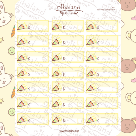 Yellow Party Expenses Trackers Planner Stickers (F137)