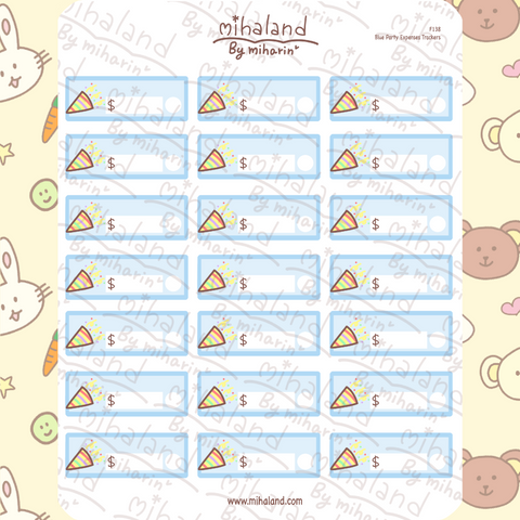 Blue Party Expenses Trackers Planner Stickers (F138)