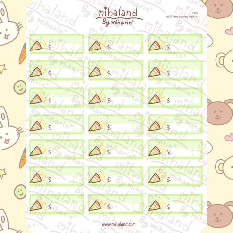 Green Party Expenses Trackers Planner Stickers (F139)