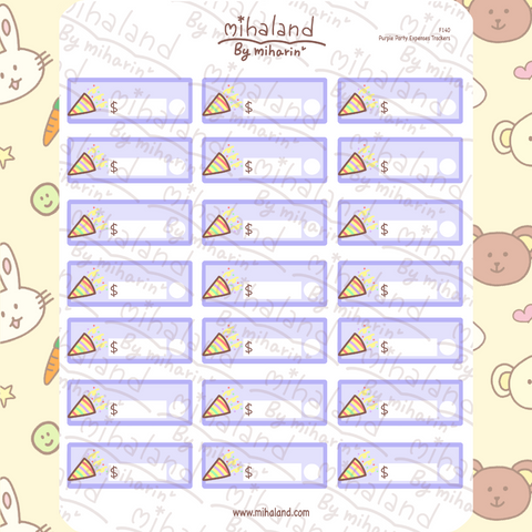 Purple Party Expenses Trackers Planner Stickers (F140)