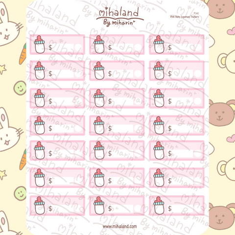 Pink Baby Expenses Trackers Planner Stickers (F141)