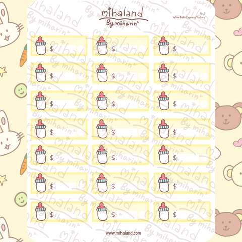 Yellow Baby Expenses Trackers Planner Stickers (F142)