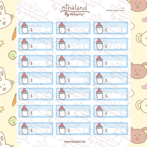 Blue Baby Expenses Trackers Planner Stickers (F143)