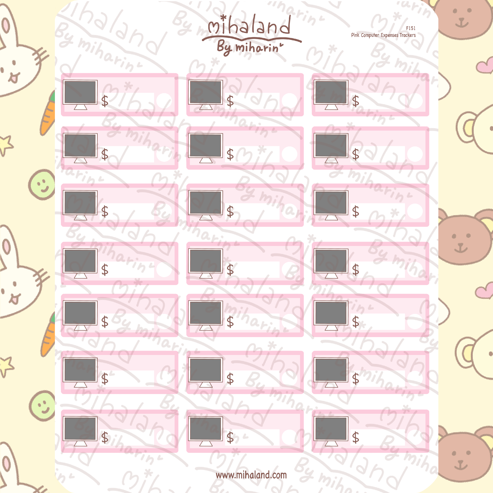Pink Computer Expenses Trackers Planner Stickers (F151)