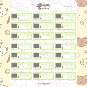 Green Computer Expenses Trackers Planner Stickers (F154)