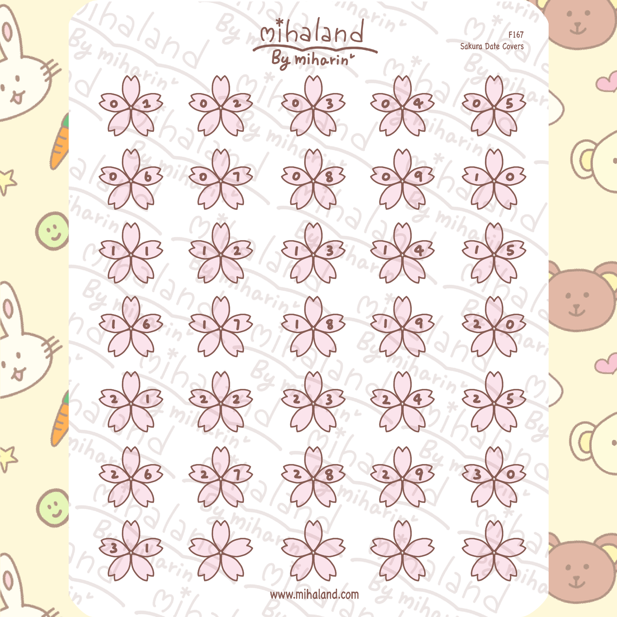 Sakura Date Covers Planner Stickers (F167)