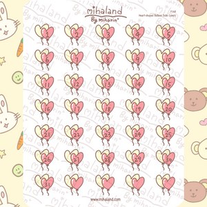 Heart-shaped Balloon Date Covers Planner Stickers (F168)