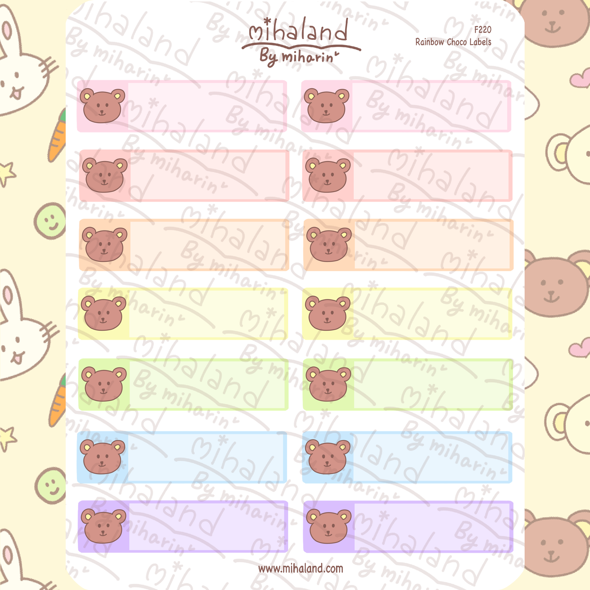 Rainbow Choco Labels Planner Stickers (F220)
