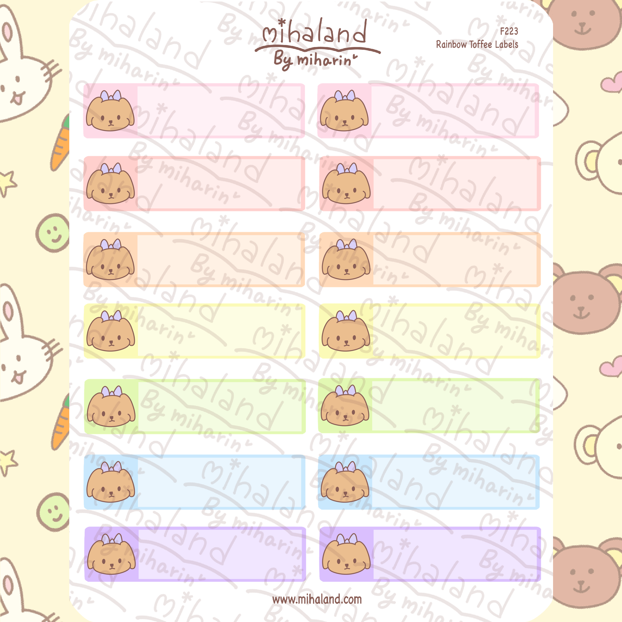 Rainbow Toffee Labels Planner Stickers (F223)