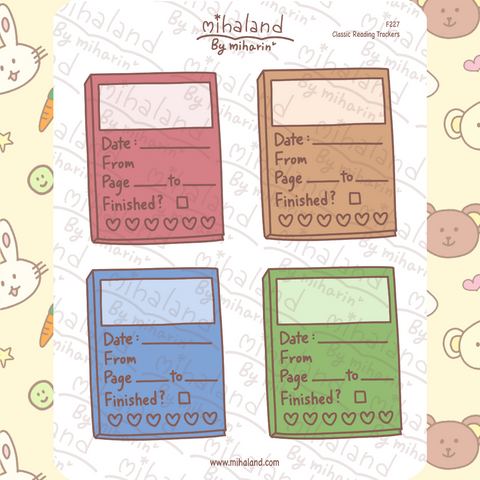 Classic Reading Trackers Planner Stickers (F227)