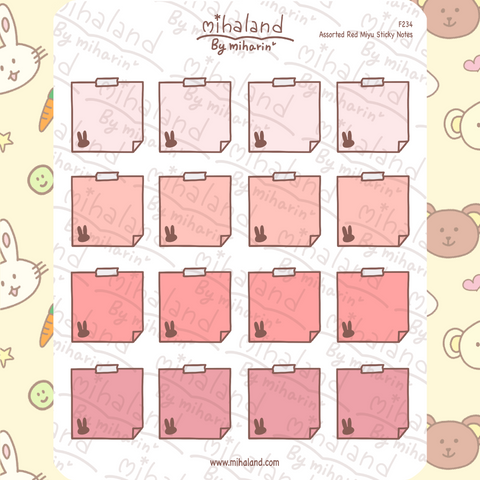Assorted Red Miyu Sticky Notes Planner Stickers (F234)
