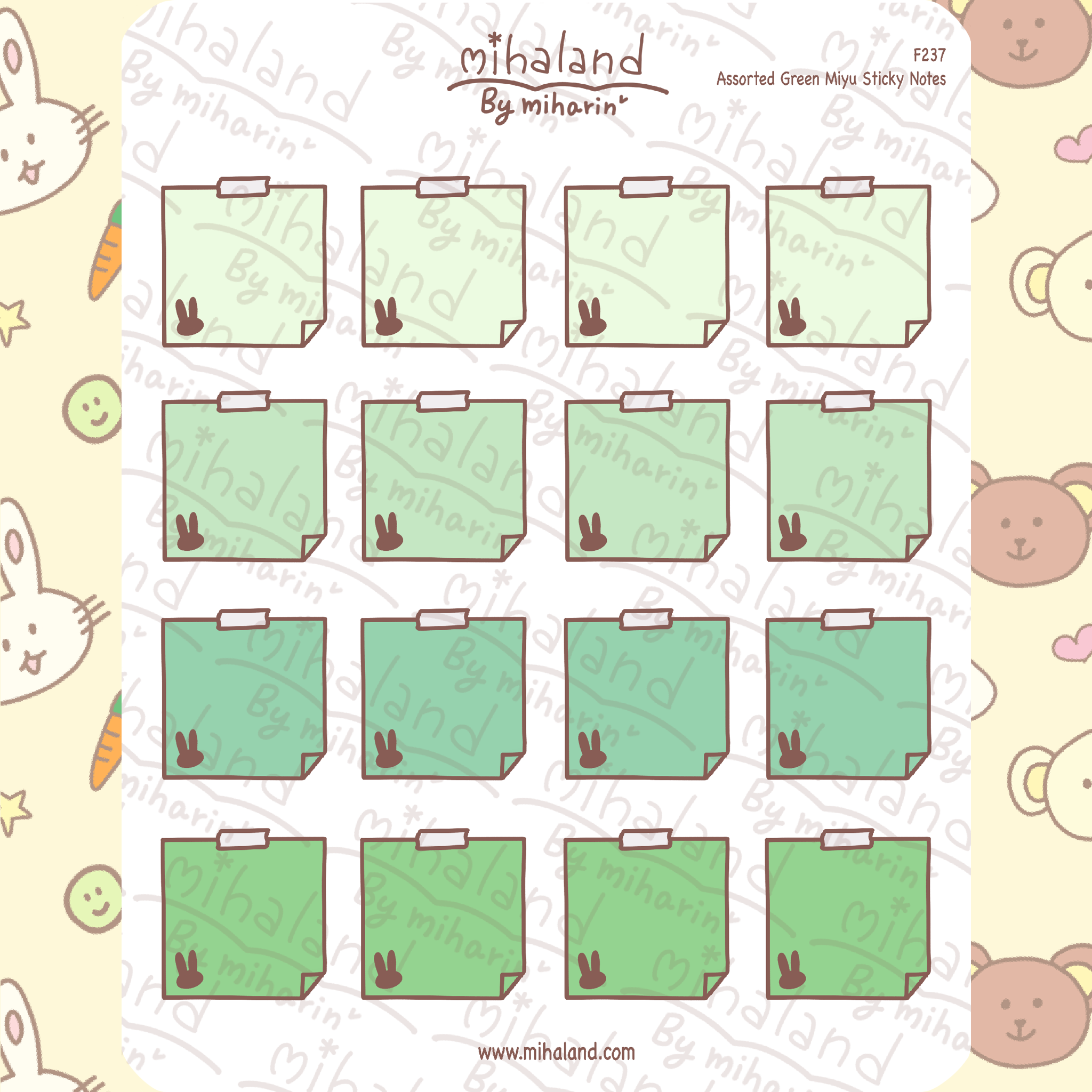 Assorted Green Miyu Sticky Notes Planner Stickers (F237)