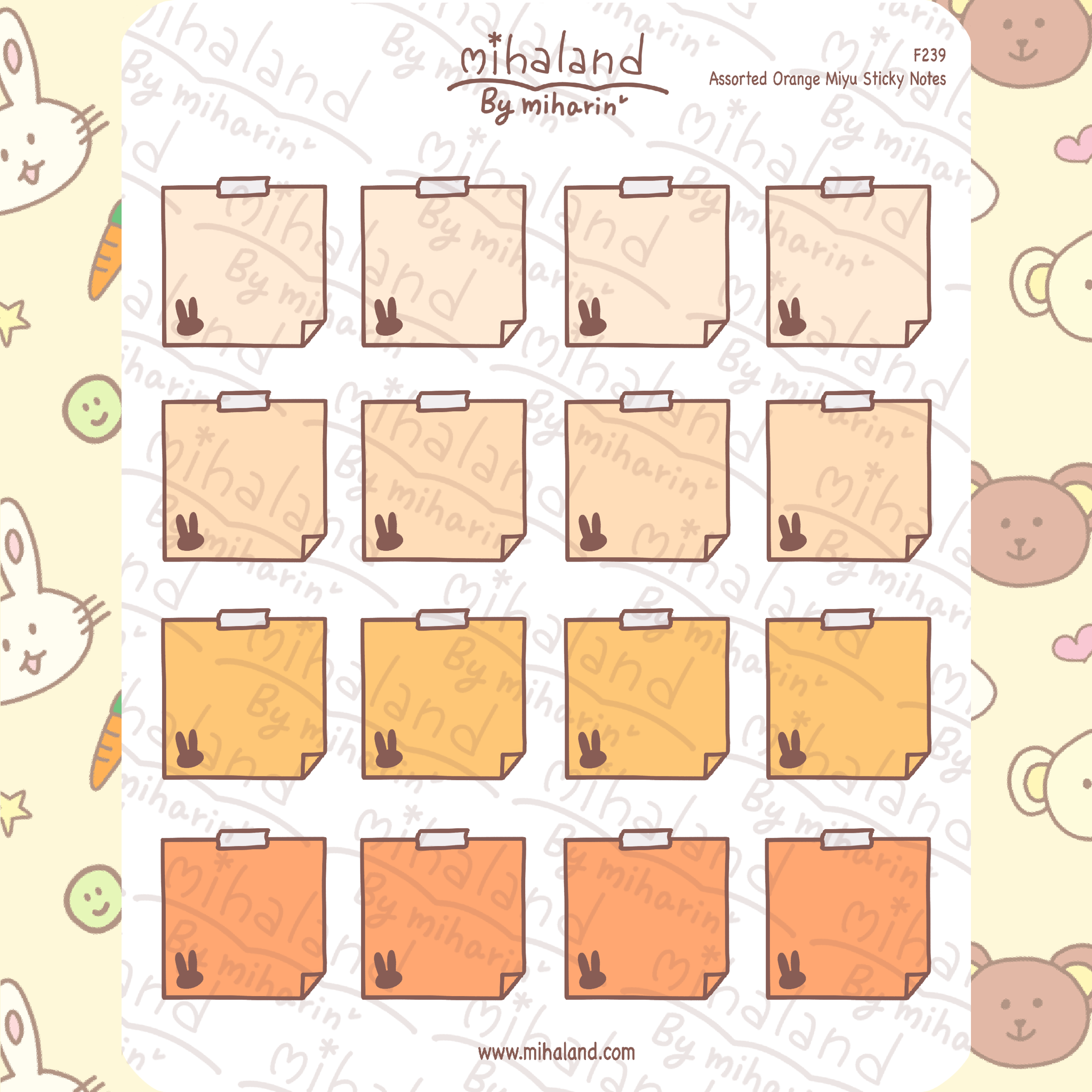 Assorted Orange Miyu Sticky Notes Planner Stickers (F239)