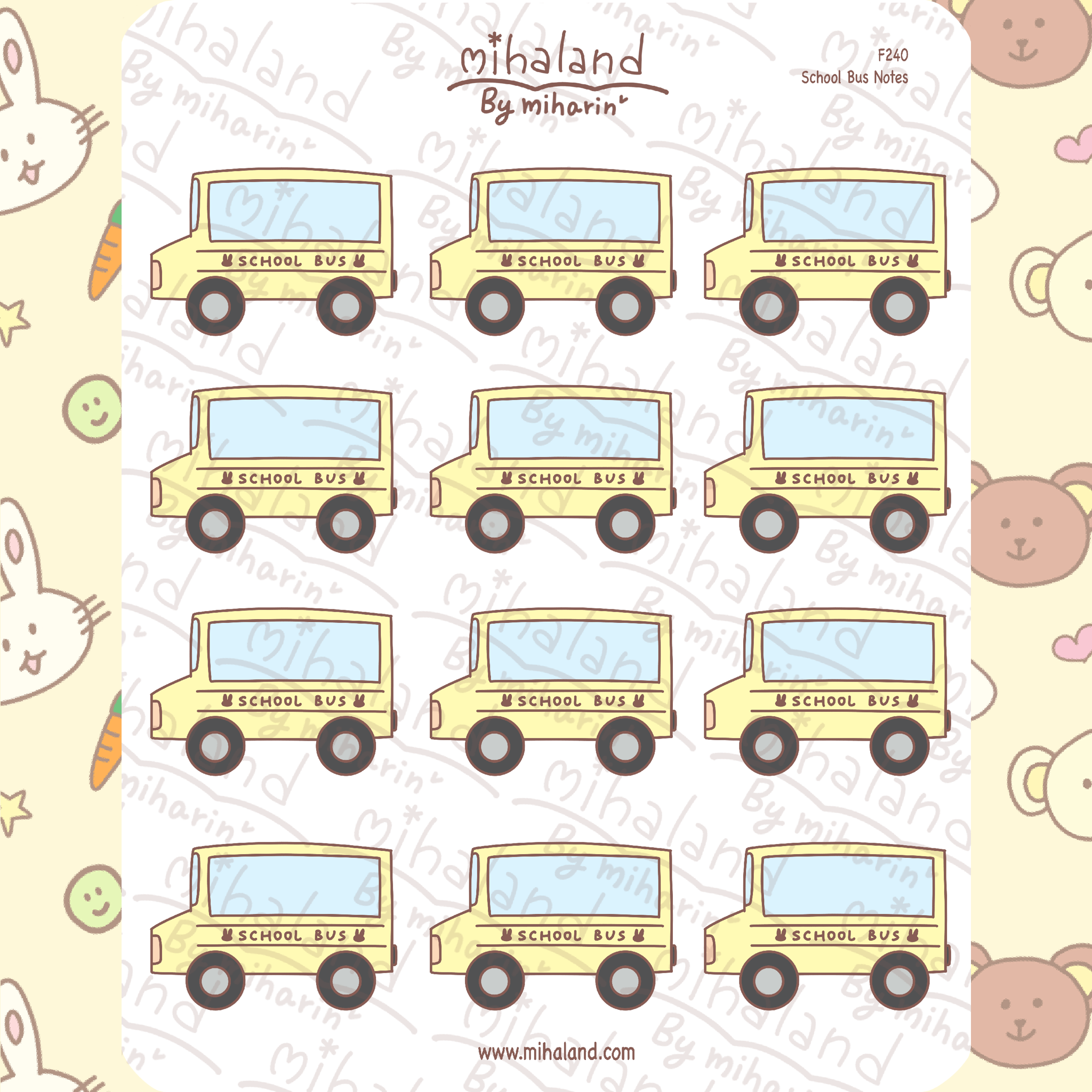 School Bus Notes Planner Stickers (F240)