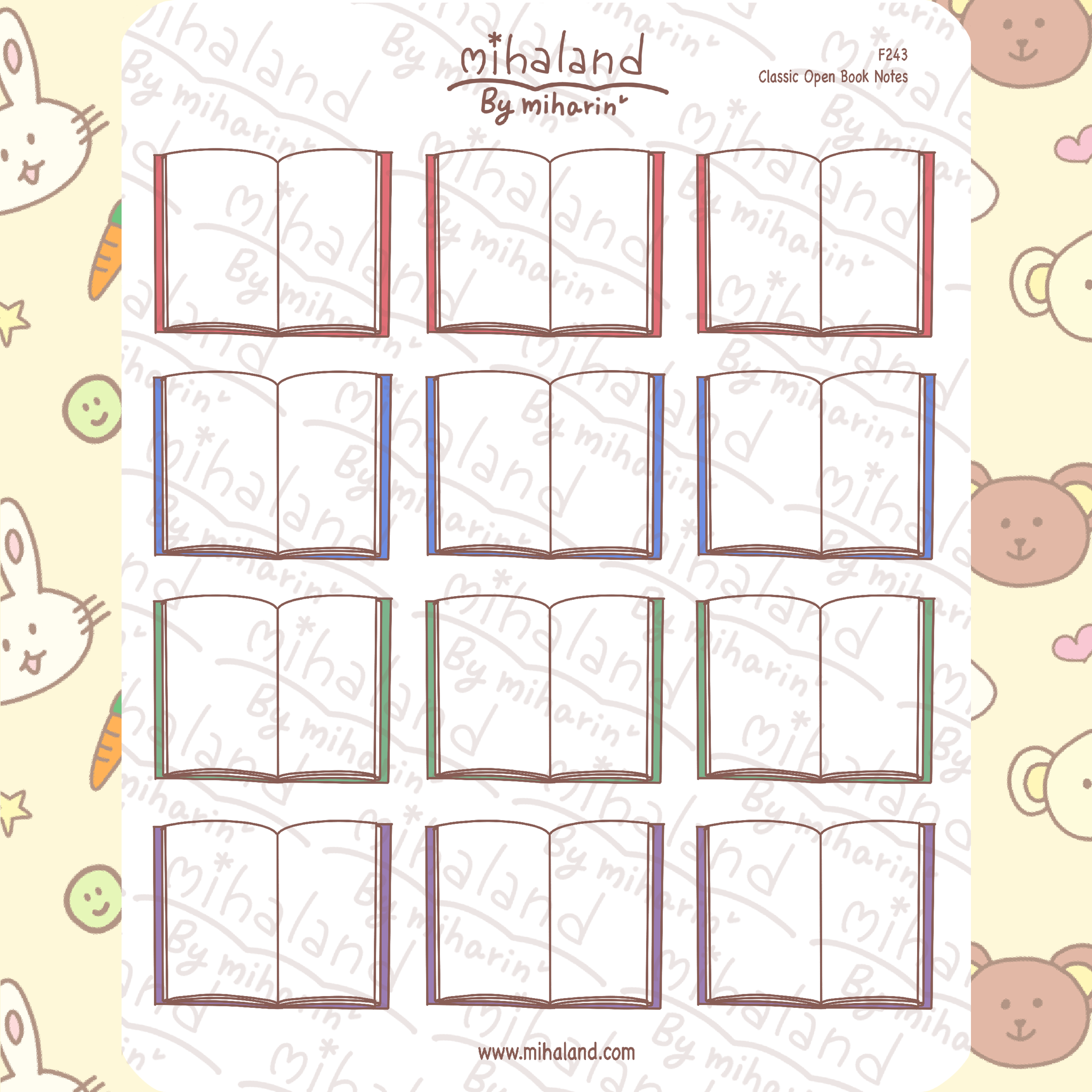 Classic Open Book Notes Planner Stickers (F243)
