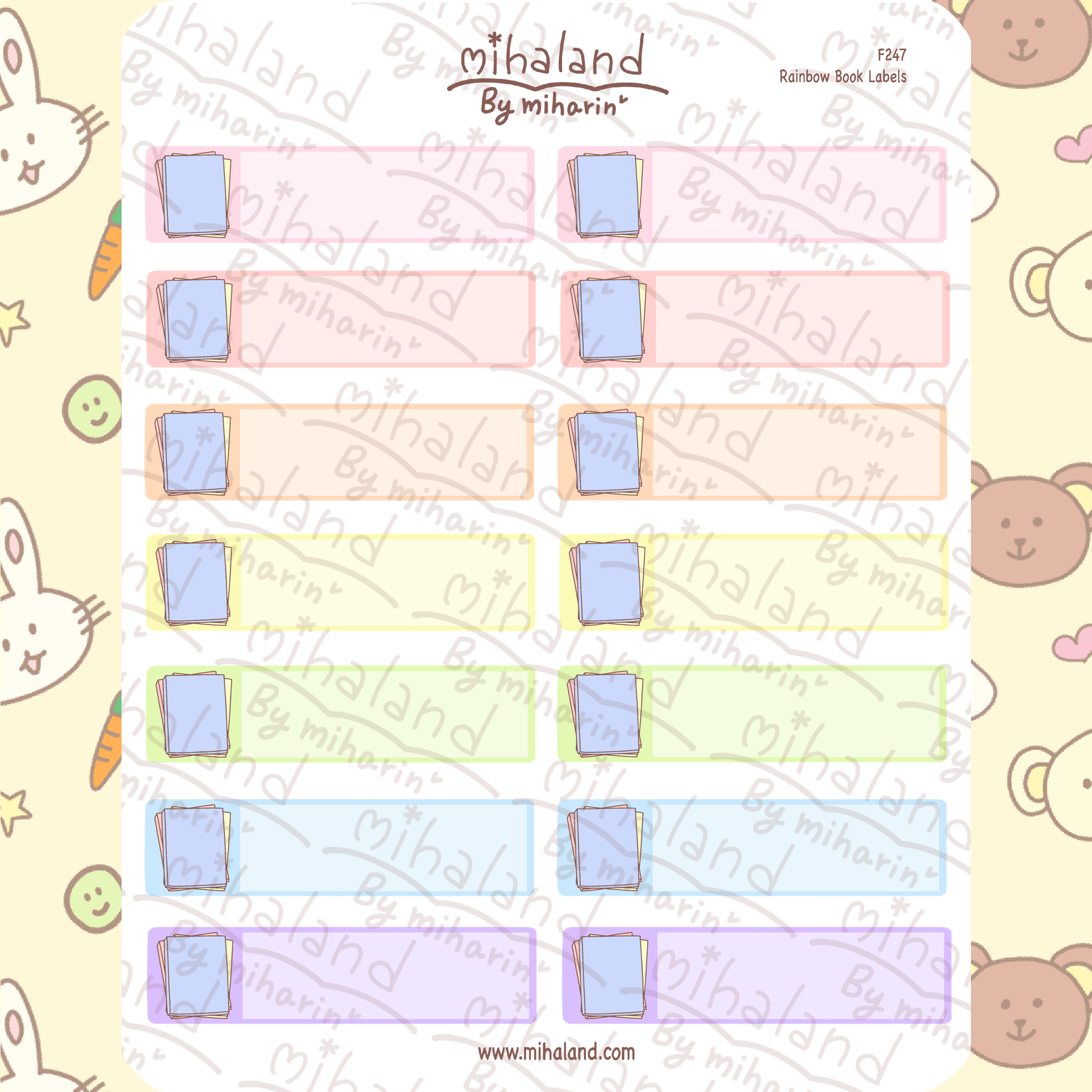 Rainbow Book Labels Planner Stickers (F247)