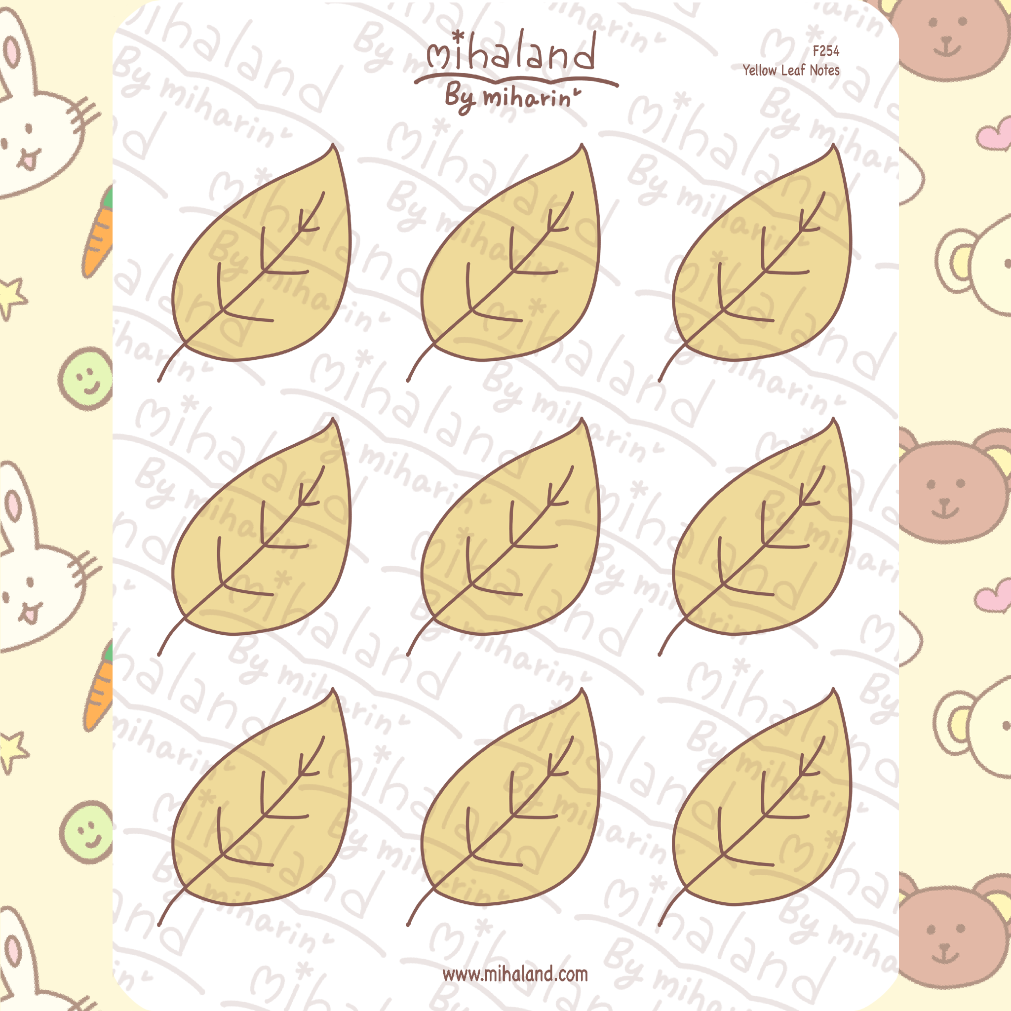 Yellow Leaf Notes Planner Stickers (F254)