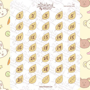 Yellow Leaf Date Covers Planner Stickers (F257)
