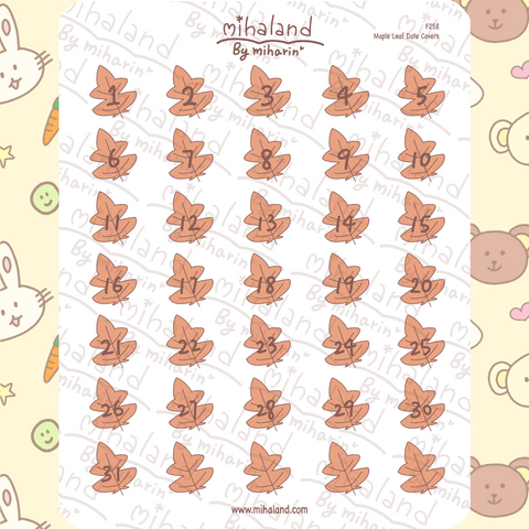Maple Leaf Date Covers Planner Stickers (F258)