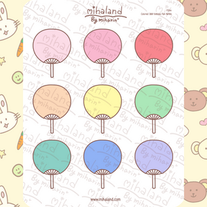 Colored Idol Uchiwa Fan Notes Planner Stickers (F264)