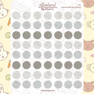 Assorted Pastel Grey Mini Dots Planner Stickers (F275)