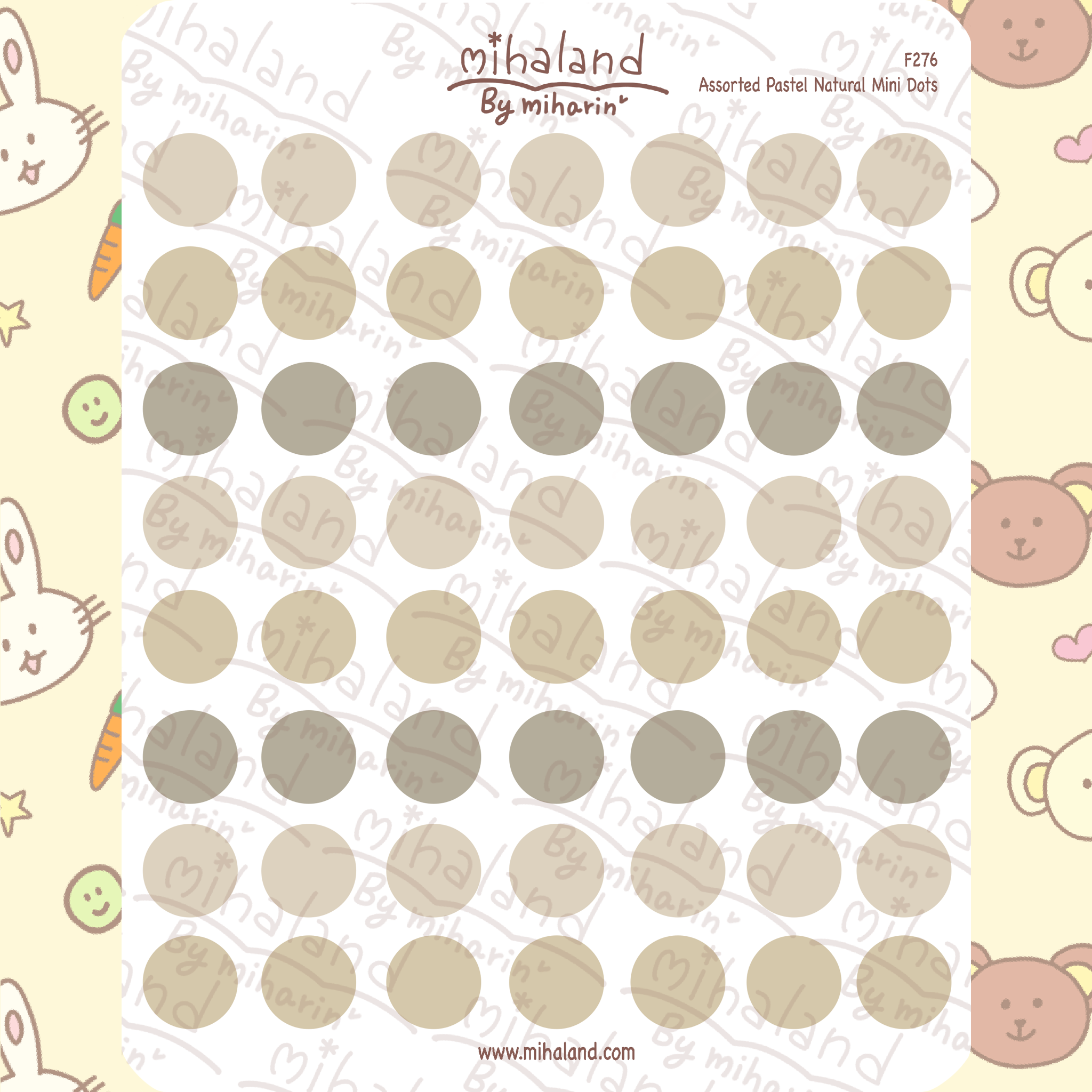 Assorted Pastel Natural Mini Dots Planner Stickers (F276)