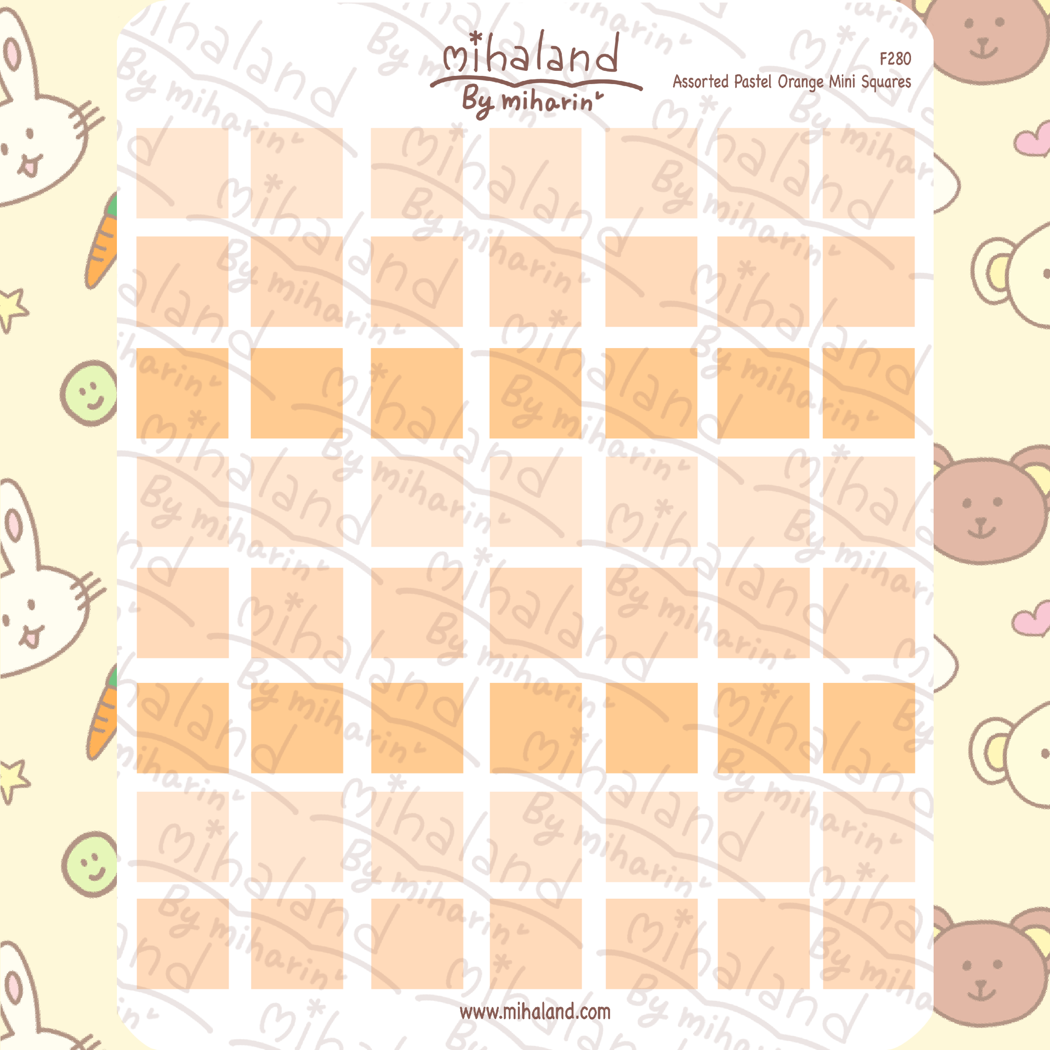 Assorted Pastel Orange Mini Squares Planner Stickers (F280)