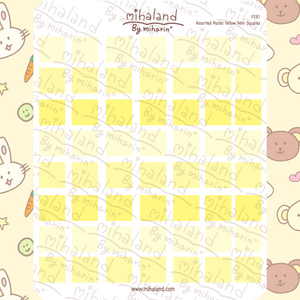 Assorted Pastel Yellow Mini Squares Planner Stickers (F281)