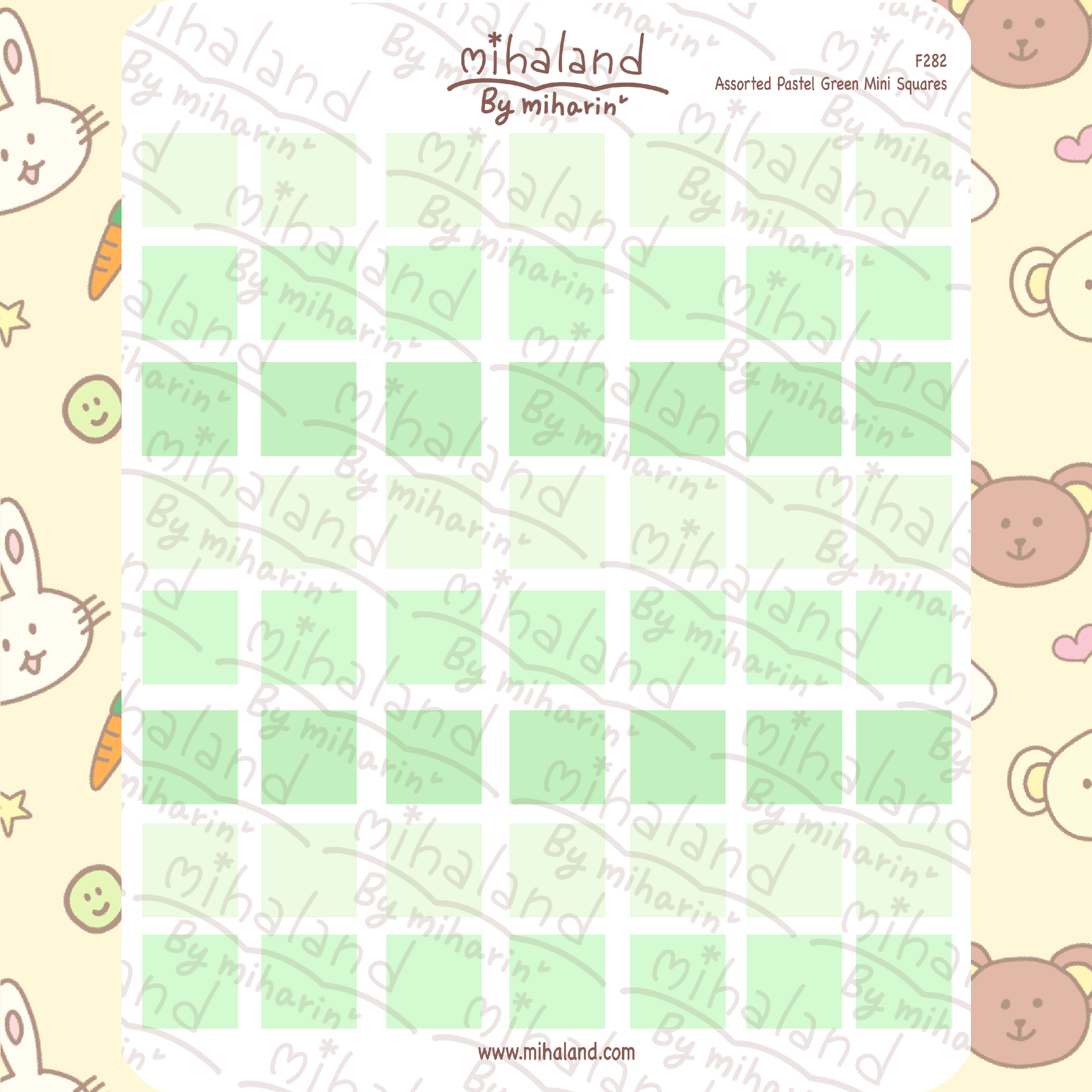 Assorted Pastel Green Mini Squares Planner Stickers (F282)