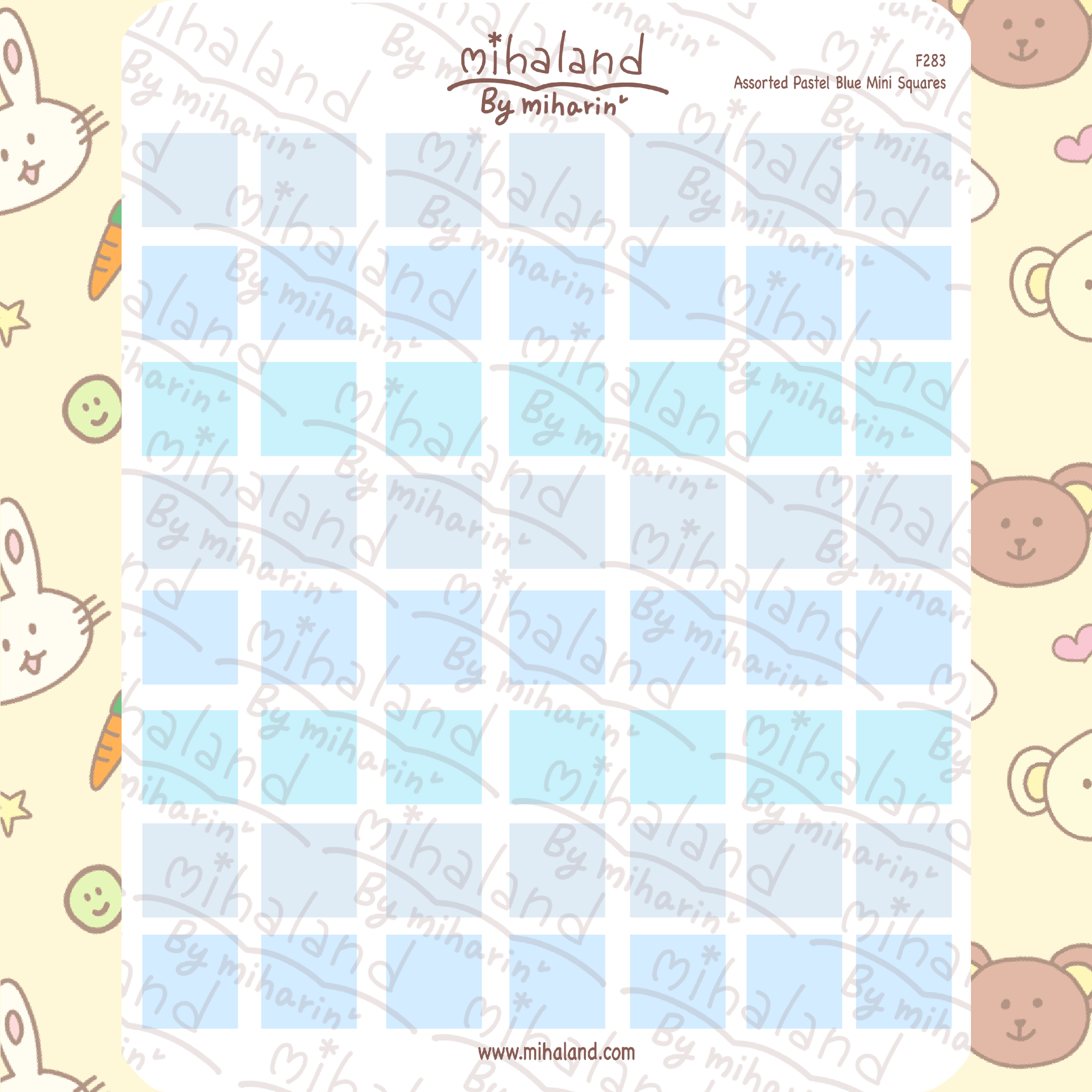 Assorted Pastel Blue Mini Squares Planner Stickers (F283)