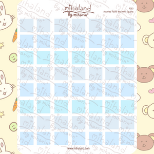 Assorted Pastel Blue Mini Squares Planner Stickers (F283)