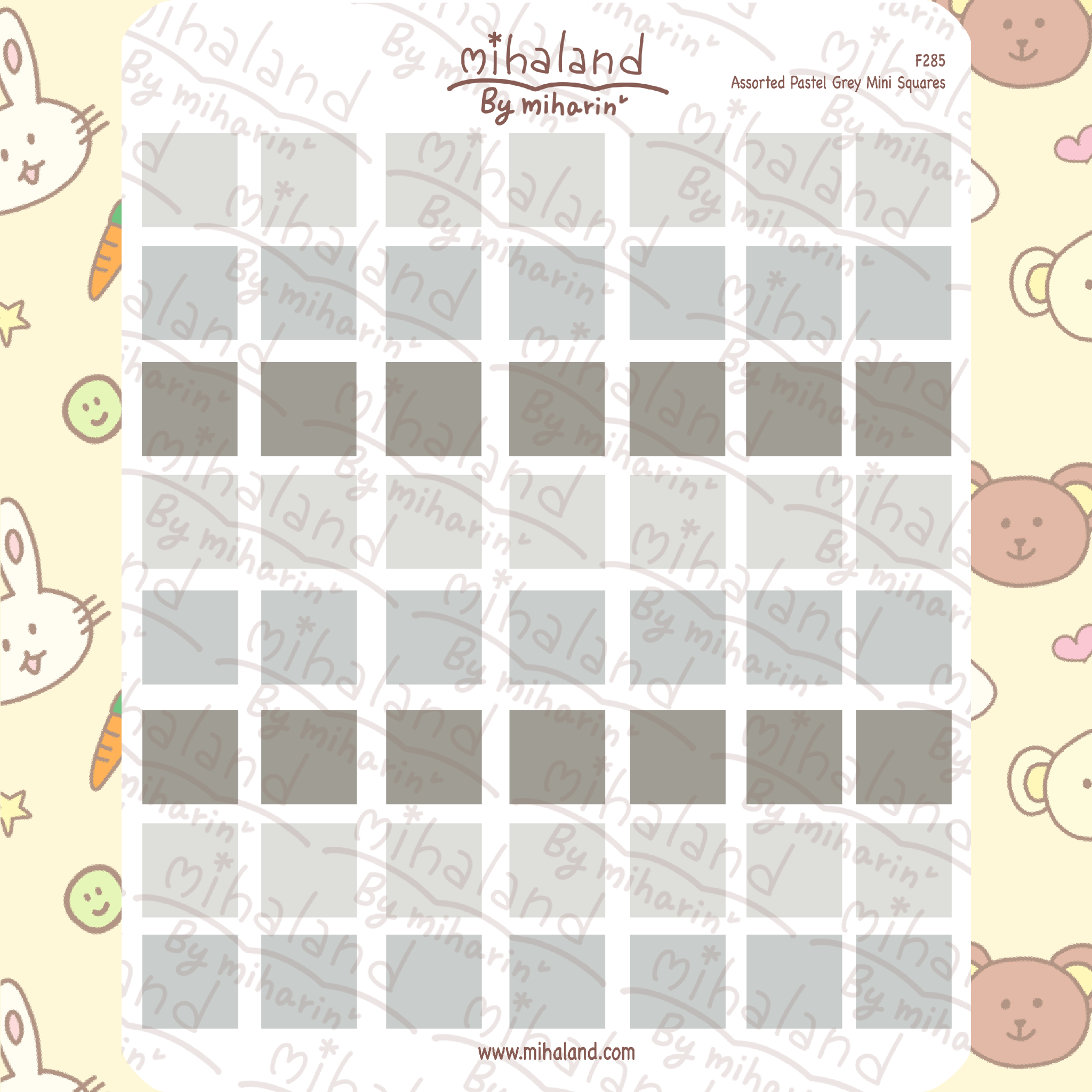 Assorted Pastel Grey Mini Squares Planner Stickers (F285)