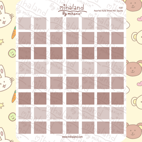 Assorted Pastel Brown Mini Squares Planner Stickers (F287)