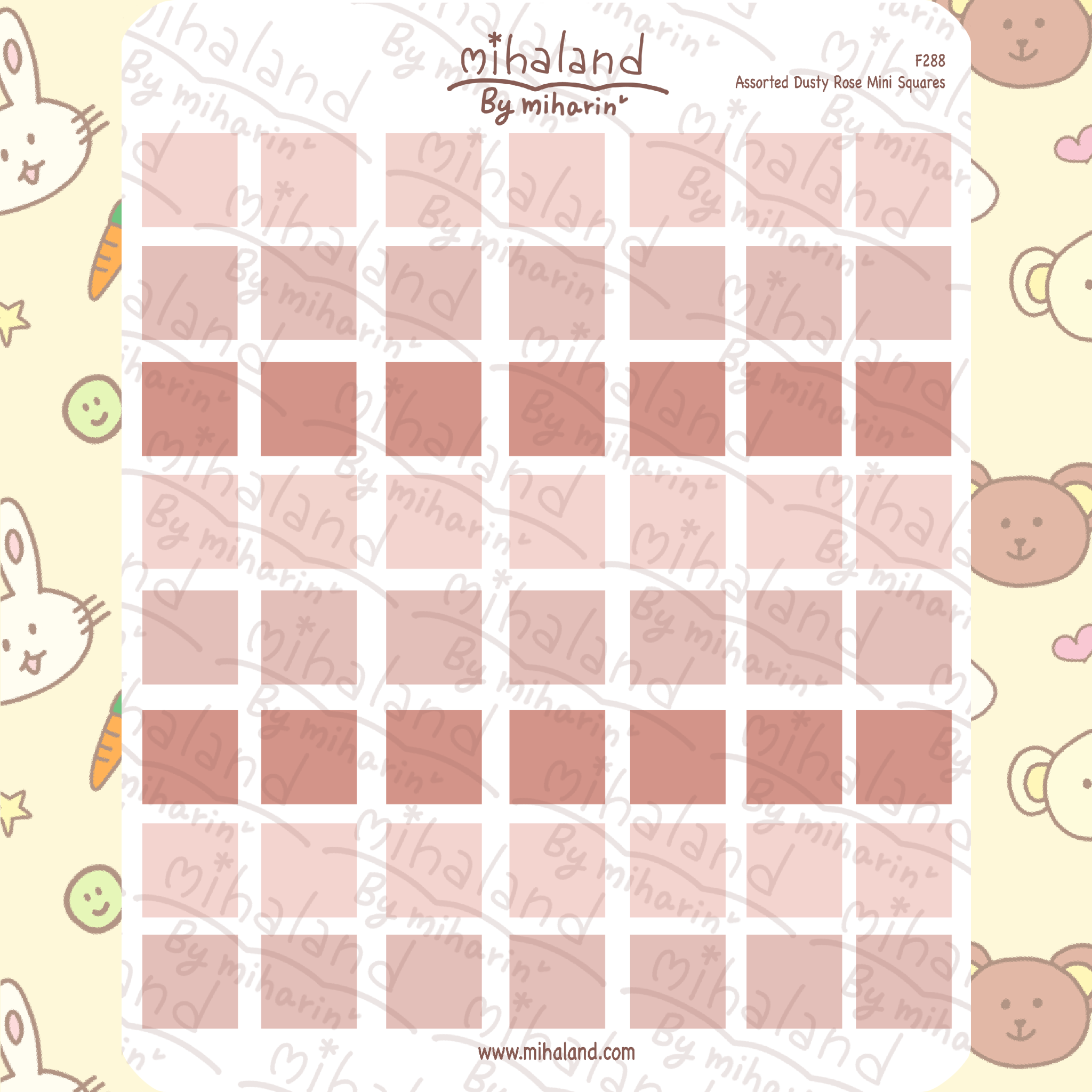 Assorted Dusty Rose Mini Squares Planner Stickers (F288)