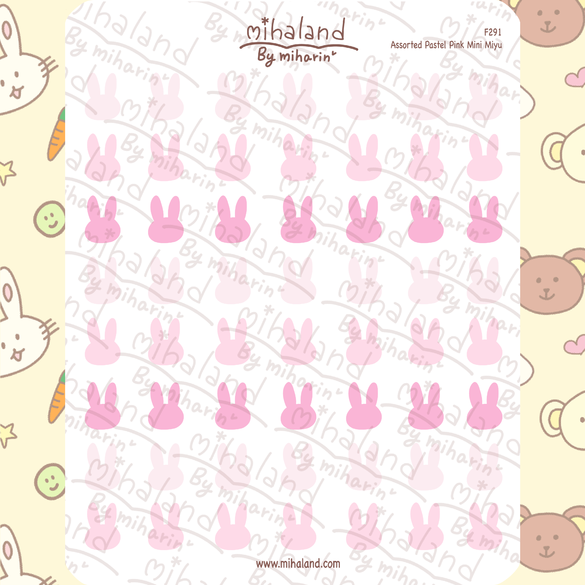 Assorted Pastel Pink Mini Miyu Planner Stickers (F291)