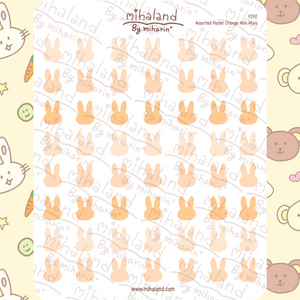 Assorted Pastel Orange Mini Miyu Planner Stickers (F292)