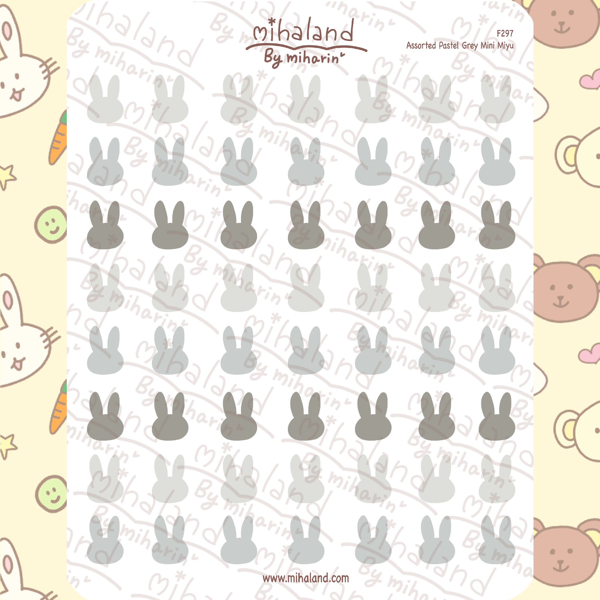 Assorted Pastel Grey Mini Miyu Planner Stickers (F297)