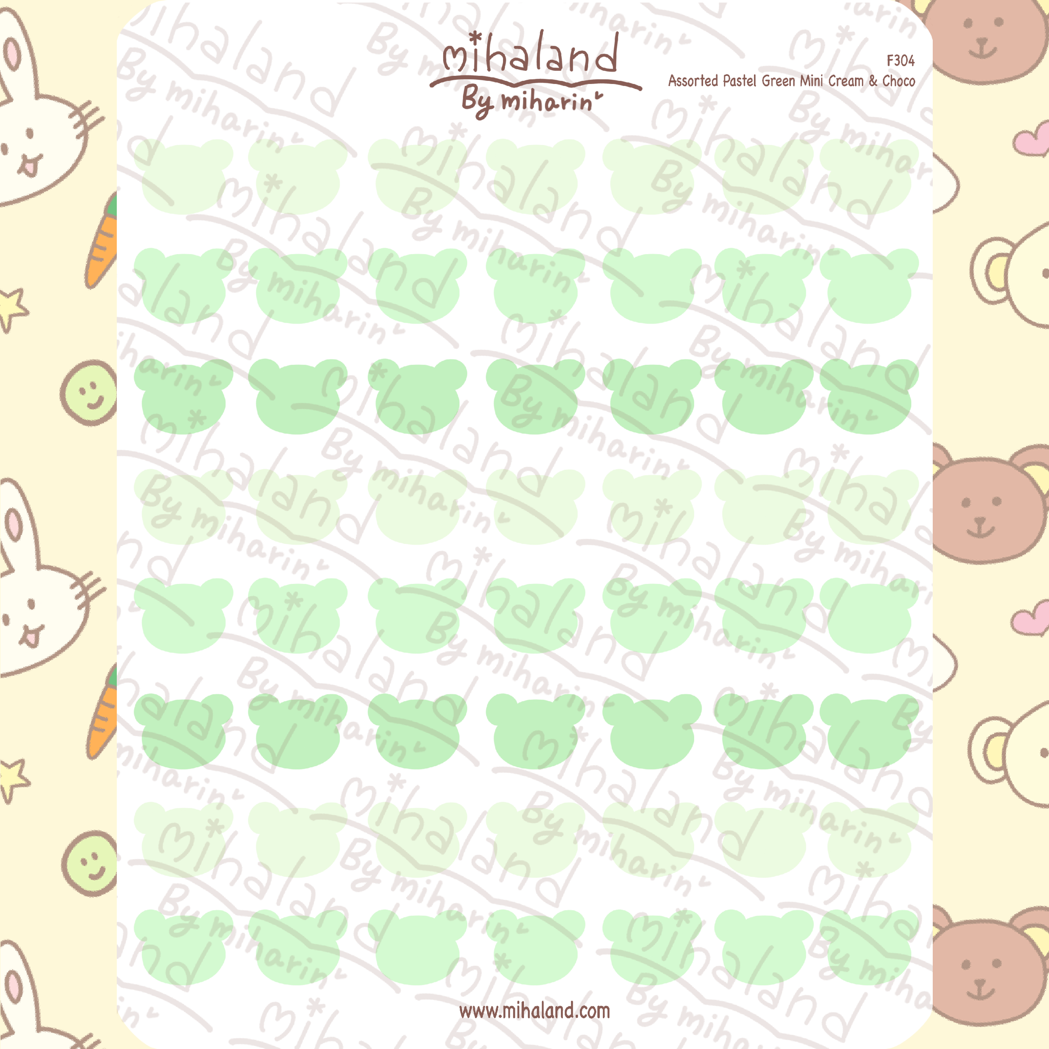 Assorted Pastel Green Mini Cream & Choco Planner Stickers (F304)