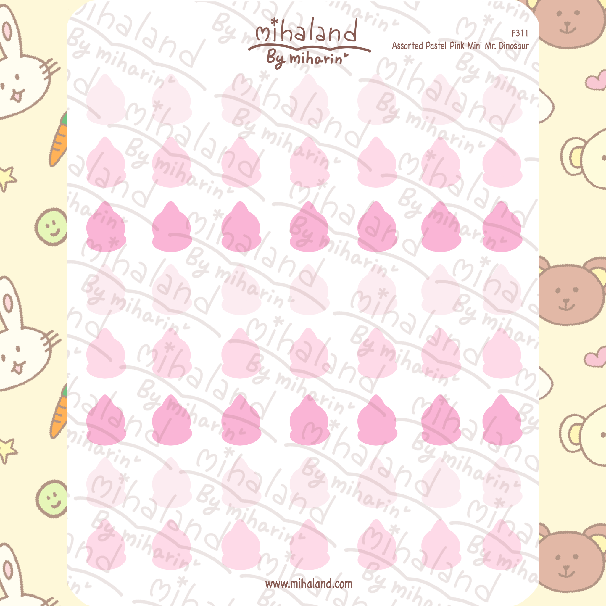 Assorted Pastel Pink Mini Mr. Dinosaur Planner Stickers (F311)