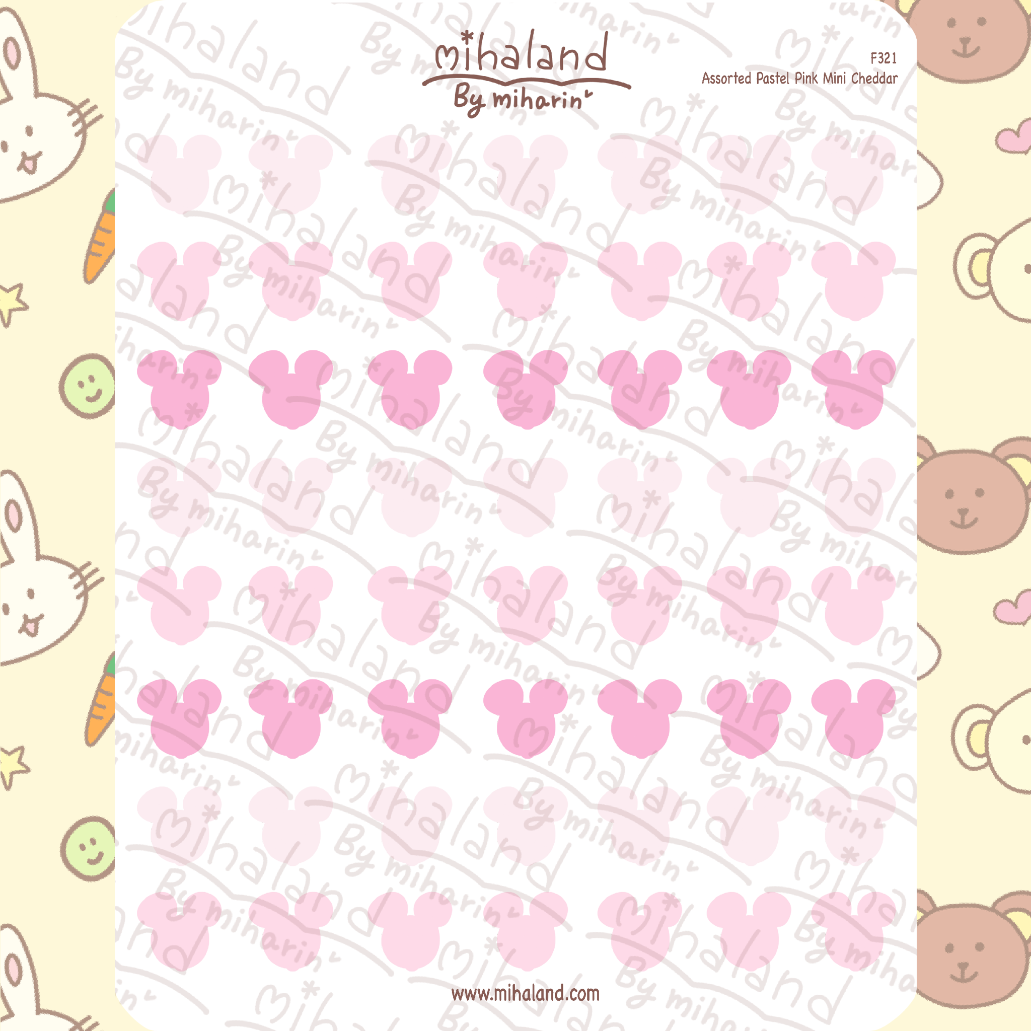 Assorted Pastel Pink Mini Cheddar Planner Stickers (F321)