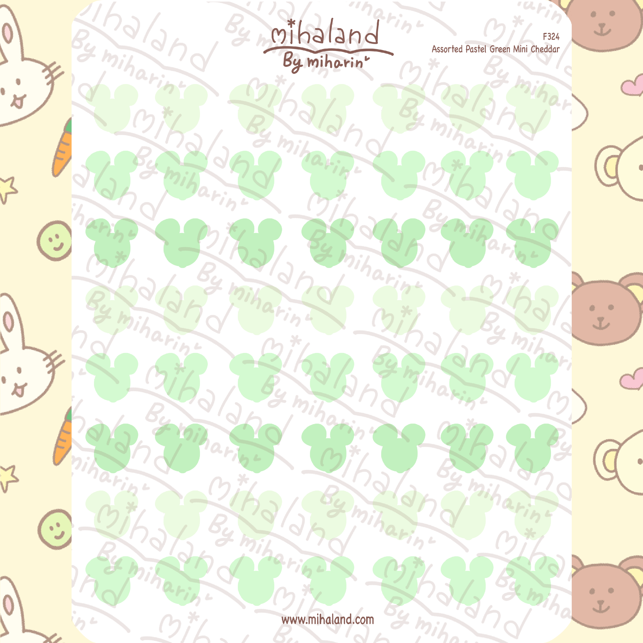 Assorted Pastel Green Mini Cheddar Planner Stickers (F324)