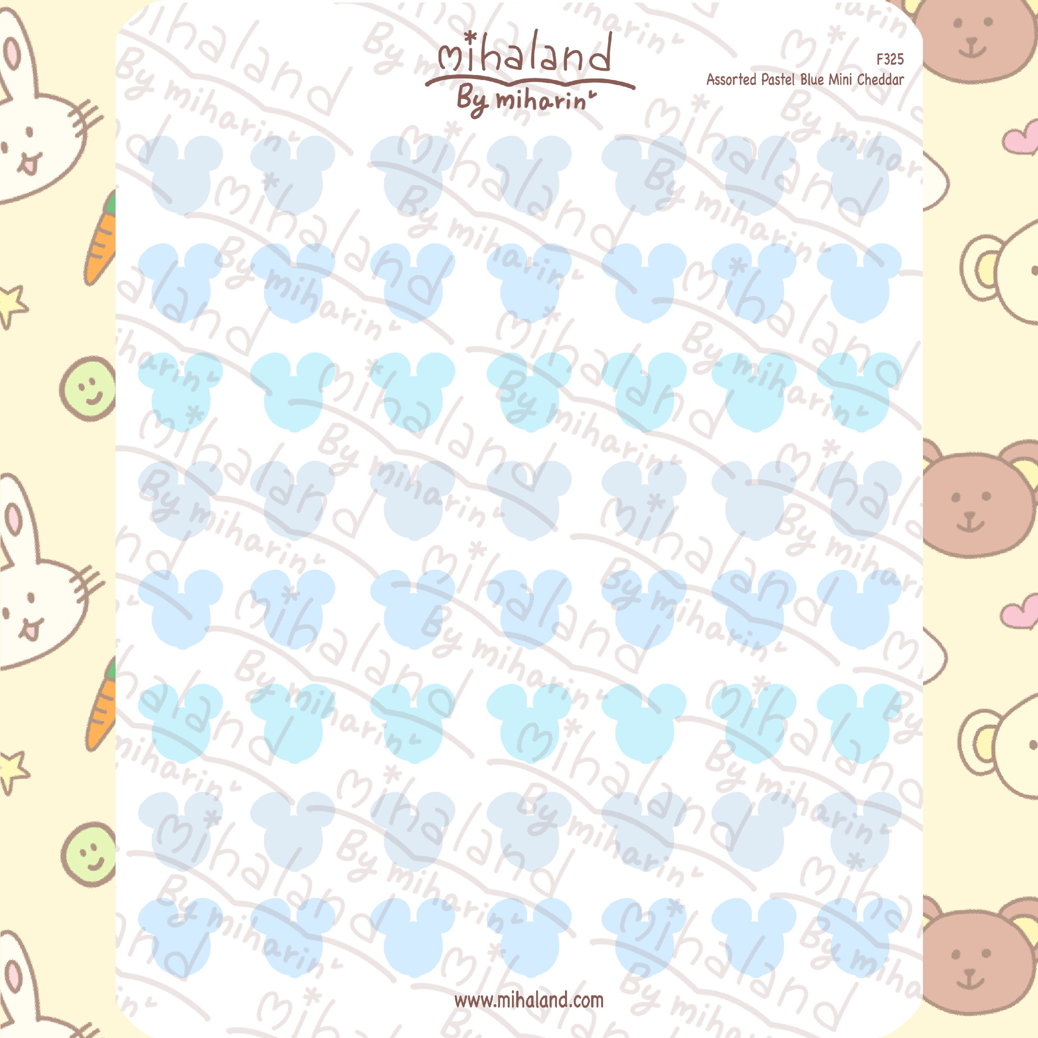 Assorted Pastel Blue Mini Cheddar Planner Stickers (F325)