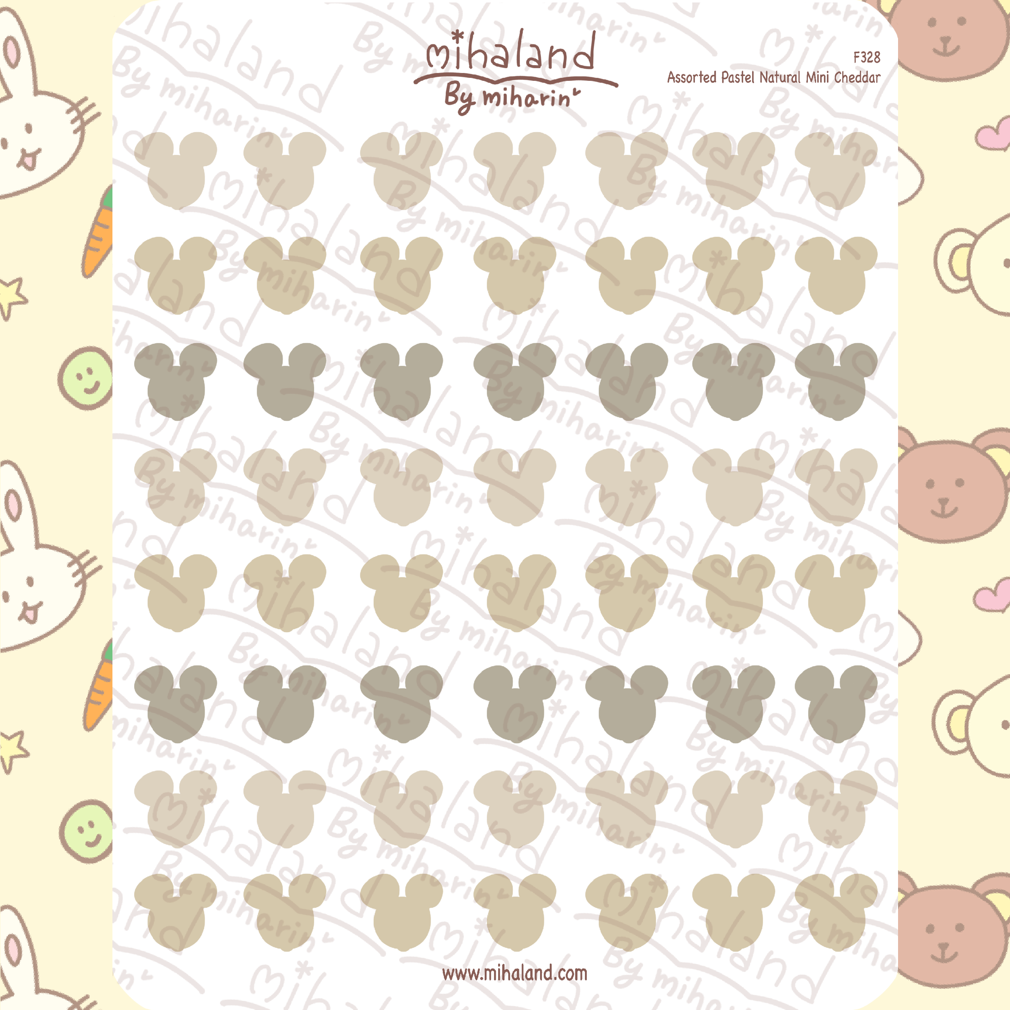 Assorted Pastel Natural Mini Cheddar Planner Stickers (F328)